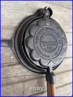 Western Importing Cast Iron Heart Shaped waffle Iron Griswold WIC Base RESTORED