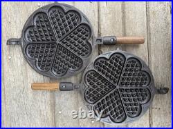 Western Importing Cast Iron Heart Shaped waffle Iron Griswold WIC Base RESTORED
