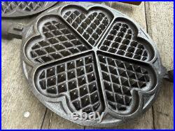 Western Importing Cast Iron Heart Shaped waffle Iron Griswold WIC Base RESTORED