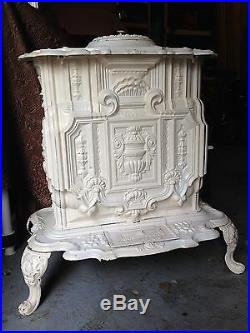 White Antique cast iron parlor stove 1870