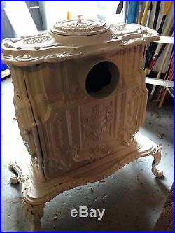 White Antique cast iron parlor stove 1870