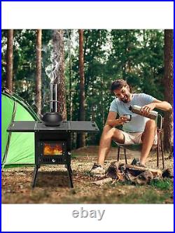 Wood Burning Camp Stove, Portable Cast Iron Camping Wood Stove Carrying Case