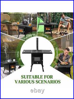 Wood Burning Camp Stove, Portable Cast Iron Camping Wood Stove Carrying Case