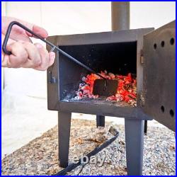 Wood Burning Stove Outdoor Camping Cast Iron Steel Fire-Box Heat Cabin w Chimney