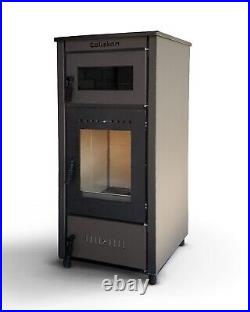 Wood Burning Stove Superior Cast Iron Black Modern Indoor Winter Heater Cooking