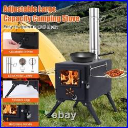 Wood Burning Tent Stove Detachable Chimney, Glass Viewing Window