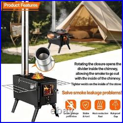 Wood Burning Tent Stove Detachable Chimney, Glass Viewing Window