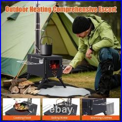 Wood Burning Tent Stove Detachable Chimney, Glass Viewing Window