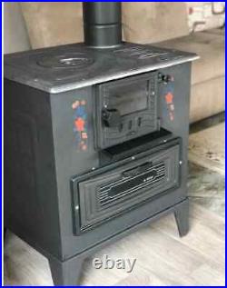 Wood and coal-burning stove with enamel-coated cast-iron oven, stove, oven stove