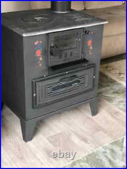 Wood and coal-burning stove with enamel-coated cast-iron oven, stove, oven stove