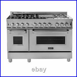 ZLINE 48 Professional 7 Burner Oven Range with Cast Iron Grill, Stainless Steel