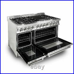 ZLINE 48 Professional 7 Burner Oven Range with Cast Iron Grill, Stainless Steel