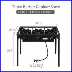 ZOKOP Propane 225,000-BTU 3 Burner Gas Cooker Outdoor Camp Stove BBQ Grill US